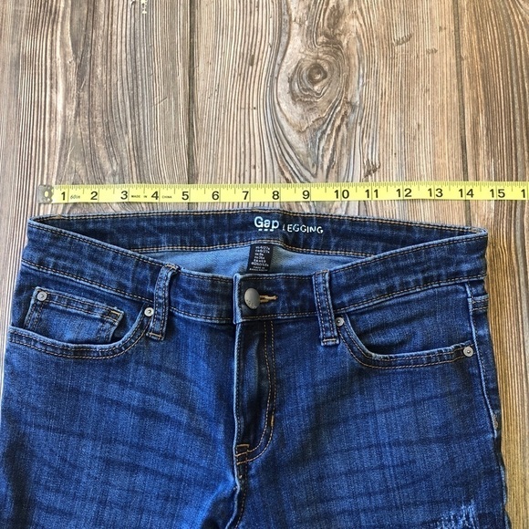 GAP Dark Wash Distressed Denim Jean Leggings 4/27R - Picture 6 of 10